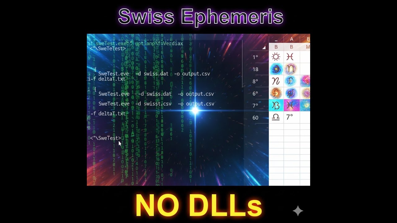 Swiss Ephemeris Without VBA DLLs | Reliable SweTest Excel Method