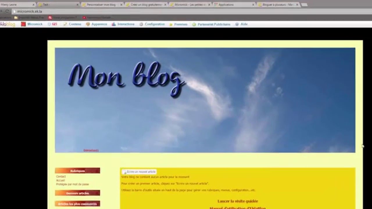 Eklablog. Accorder les permissions de modifier votre blog